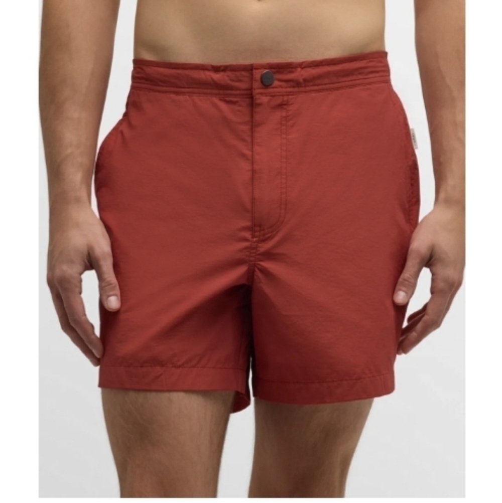 ONIA CALDER 6E SWIM TRUNKS IN BURNT RED, sz MEDIUM